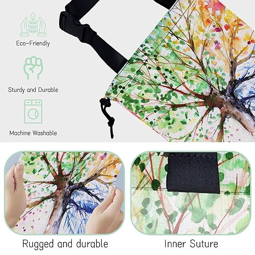 NHNXHWIA Watercolors Tree Car Garbage Bag,Colorful Tree Waterproof Small Car Trash Bag Hanging Back of Seat,Drawstring Hanging Car Trash Bag with Adjustable Buckle for Car Accessories