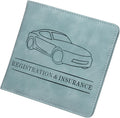 HARFINGTON Car Registration and Insurance Holder 5.63" x 5.31" PU Leather Vehicle Glove Box Organizer Storage Accessories Men Women Car ID Holder for License ID Card Bank Card, Green