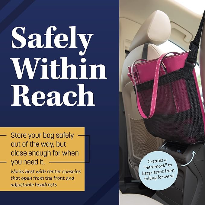 Car Cache – Car Purse Storage (Patented) with Pocket for Small Items - Dog Barrier Too