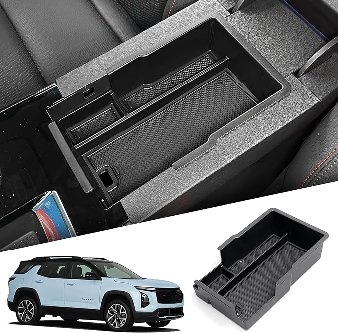 SMABEE Center Console Organizer for Chevrolet Chevy Equinox 2025 2026 Armrest Storage Box ABS Storage Tray Insert Interior Accessories Black