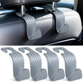 SINGARO Universal 4 Pack Car Seat Headrest Purse Hook, Carbon Fiber Back Seat Hook Storage Organizer Hanger for Purse Handbag Coat, Car Interior Accessories(Gray)