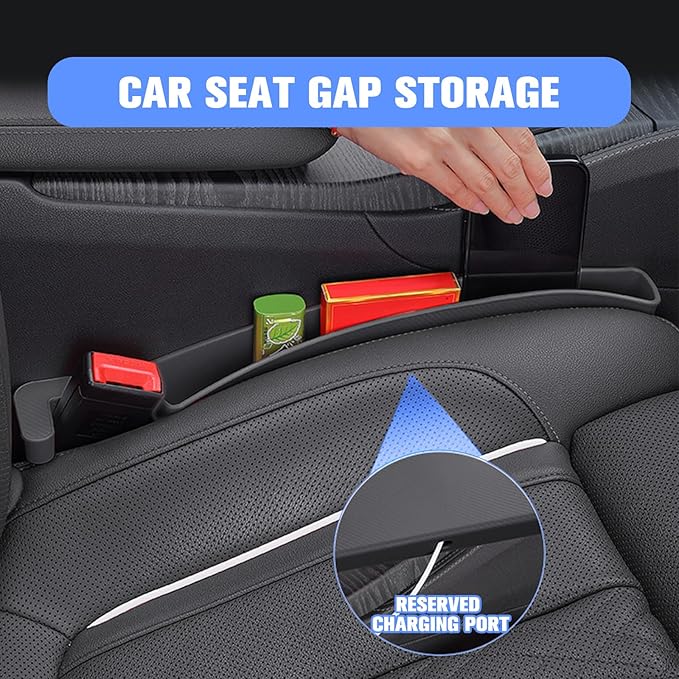 7F Car Organizers and Storage, Car Seat Gap Filler, Organiser Between Seat and Centre Console, Universal Car accessories, Fit SUV Truck Storage, Set of 2 - Black