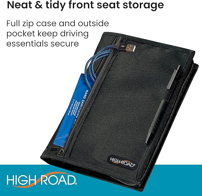 High Road Car Glove Box Organizer, Registration and Insurance Document Holder and Car Manual Holder with Flexible Secure Zippered Case and Note Pad