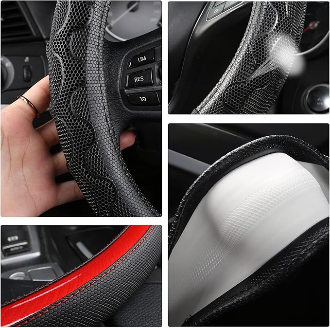 GIANT PANDA Steering Wheel Cover for Toyota Tacoma,4Runner,Tundra,Sequoia, Large Size - Red