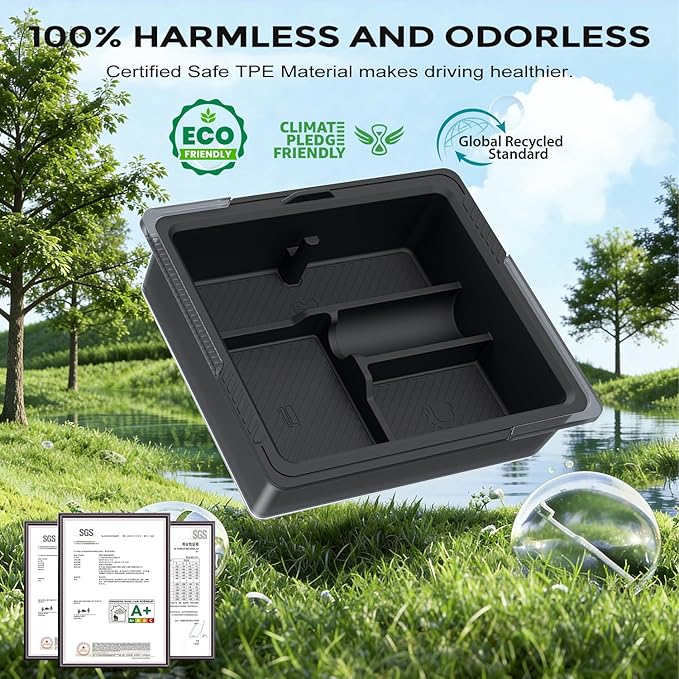 DooGooCoo Center Console Organizer for Tesla New Model Y Juniper/Model 3 [2-Layer Design, Easy Slide] Keep Console Clutter-Free Custom Fit for 2024-2026 Model 3 & Juniper Model Y Accessories, 4PC