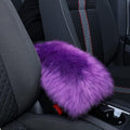 Frienda Furry Armrest Cover Auto Center Console Cover Car Soft Console Pad, Real Sheepskin Wool Soft Fluffy Auto Center Armrest Pad for Most Car Decoration Protector(Purple)