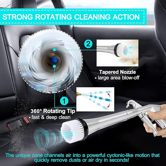 Car Cleaning Gun High Pressure Car Cleaning Tool Air Blow Gun Car Detailing Kit Interior Cleaner Air Duster Blower Gun Pneumatic Air Compressor Auto Detailing Tool for Car Upholstery (Black)