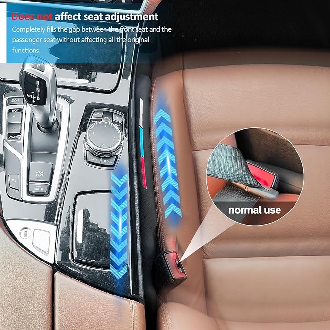 Nosxxus Sports Style Leather Car Seat Gap Filler Spacer Universal Seat Gap Filler Plug Compatible with BMWSeries M1 M3 M5 X1 X5 X6 Z4 3 5 7 Series Console Stop Things from Dropping