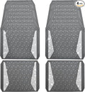 CAR PASS Bling Diamond Car Mats Gray Rubber Floor Mats Full Set Anti-Slip 3D Rhombus Waterproof Trim to Fit Liner Universal Glitter Crystal Sparkly Shining Rhinestone Girl Women SUV Sedan Van All Gray