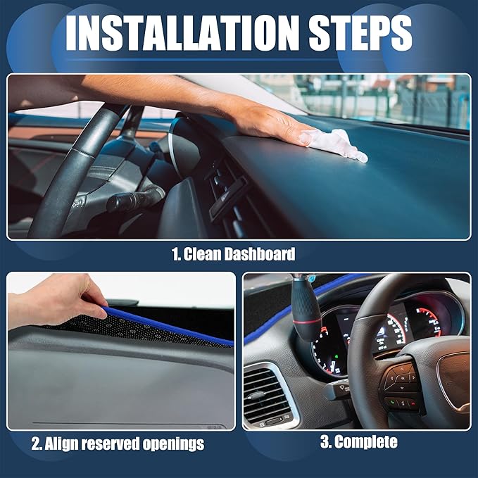 Dash Cover, Center Console Non-Slip Dashboard Carpet Mat for Dodge Durango 2014-2020 Polyester Black Blue,1Pc