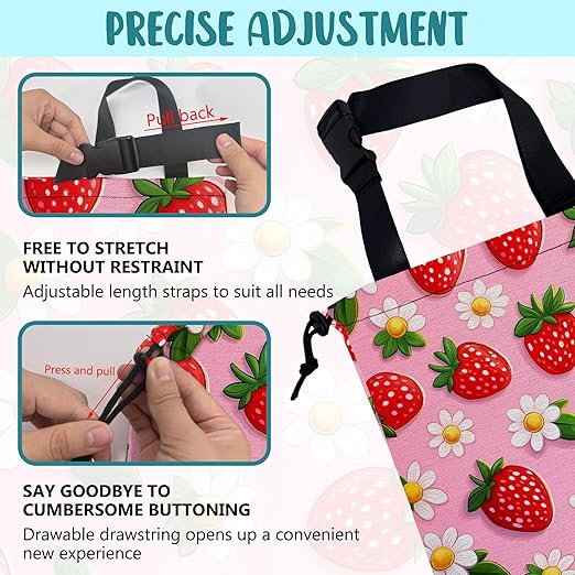 KXWQTRDD Car Garbage Bag Abstract Strawberry and Floral Hanging Canvas Car Trash Bag Drawstring Car Back Seat Organizer for Car Back Front Seat Console with Adjustable Buckle