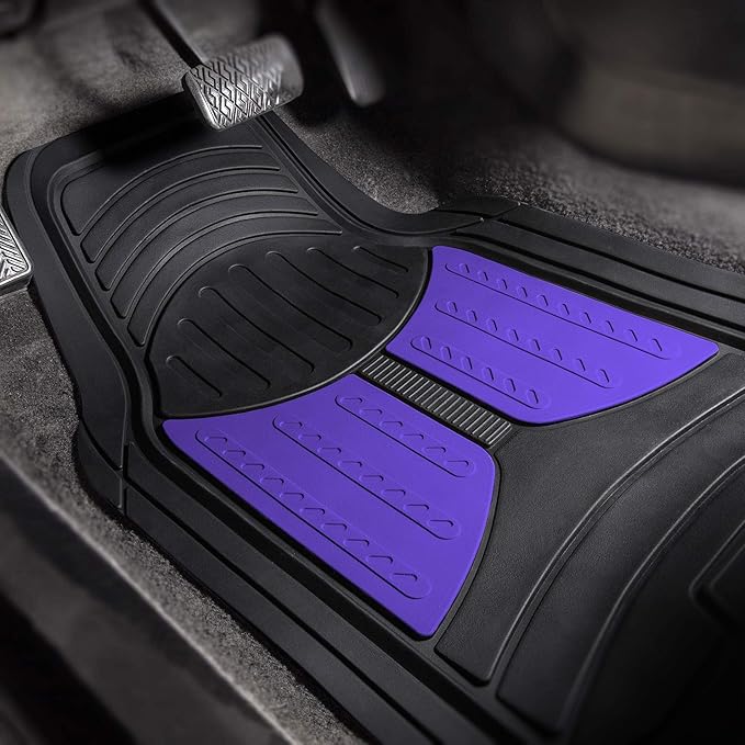TLH Monster Eye Car Trimmable Floor Mats - Heavy-Duty Blue Rubber Floor Mats for Cars, Universal Fit Full Set, Climaproof™ Waterproof Floor Mats for Most Cars, Sedan, SUV, Truck Floor Mats