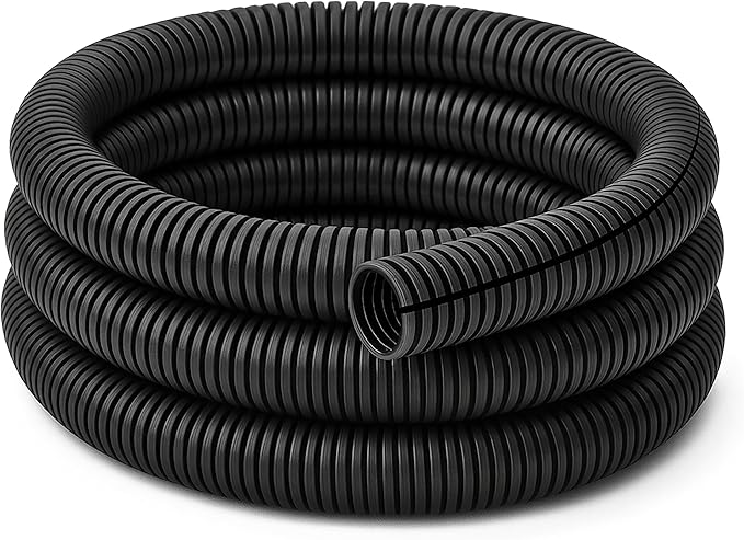 Electriduct Split Wire Loom Tubing Polyethylene Corrugated Flexible Conduit - 3/4" Nominal Size - 20 Feet - Black