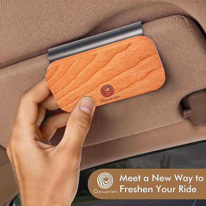 Car Air Freshener - Wood Air Freshener for Visor Clip - Long Lasting Car Odor Eliminator - Vehicle Scent Diffuser - Variety Scent Refill (2 Packs Refill, Amber, NO CLIP)