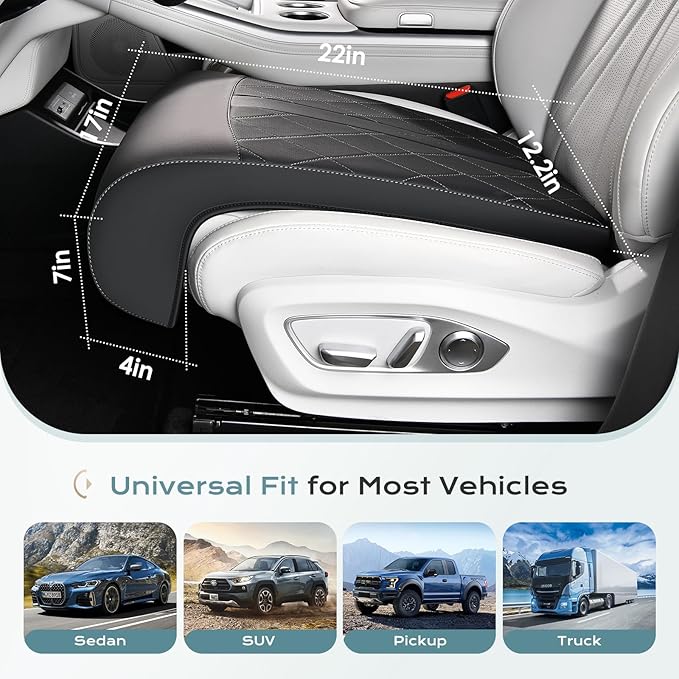 Coverado Car Seat Extender Leg Support, Leather Leg Extender Cushuin for Car Seats, Waterproof Car Seat Cushions Universal Fit for Most Vehicles (Black01)
