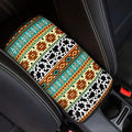 Dreaweet Aztec Cow Print Car Center Console Cushion Pad,Soft Car Armrest Seat Box Cover Protector Universal Fit for Most Cars SUV Trucks