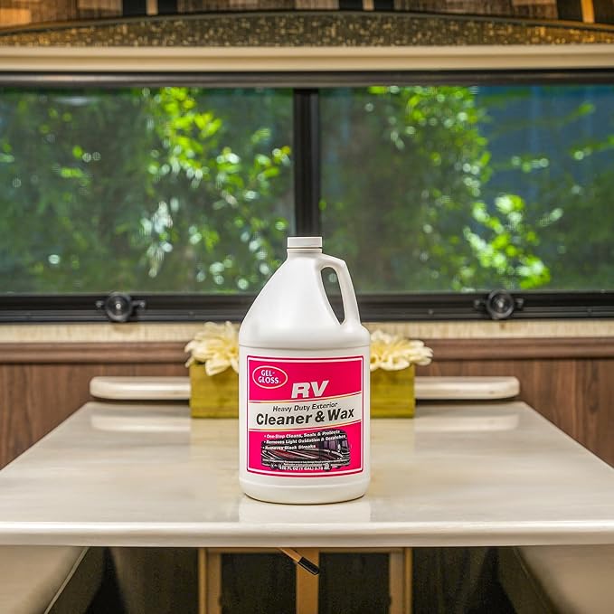 Gel Gloss RV Professional Grade One-Step Carnauba Cleaner Wax - Cleans, Protects & Enhances RVs - Restores Color & Shine - UV Inhibitors - Ideal for Scuff Marks - Use by Hand or Buffer - 1 Gallon