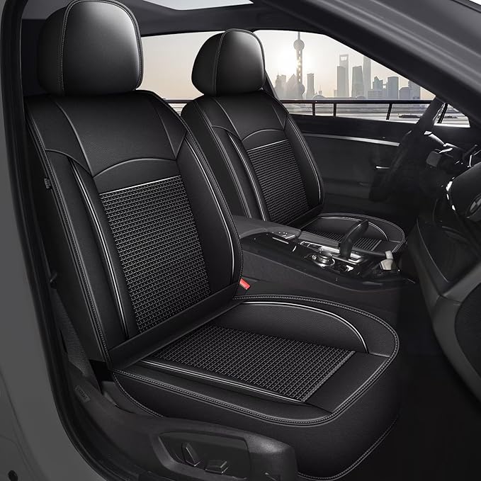 DISUTOGO Full Set Seat Covers Fit for Nissan Frontier 2009-2025 Waterproof Faux Leather Automotive Cushion Protector Car seat Covers Compatible Airbag(5 Seats, Black)