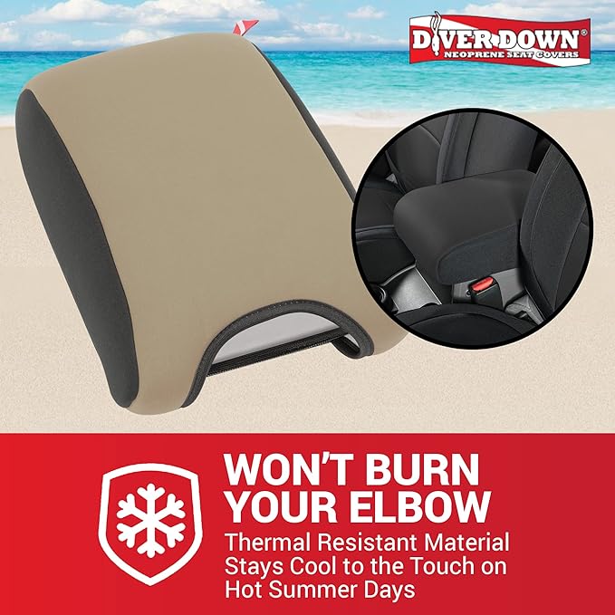 Diver Down Neoprene Center Console Cover - Fits Jeep 2007-2018 JK JKU Wrangler - Cushioned Armrest Cover - Doesn't Burn Your Elbow - Tight Custom Fit - Comfortable Foam Armrest Pad (11-18 Grey)