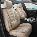SCDOOCA Car Seat Covers Full Set Beige, Luxury Leather Car Seat Covers, Waterproof and Breathable Seat Covers, Universal Car Seat Protector Fit for Cars, Trucks, SUVs, Pick-ups (Full Set)