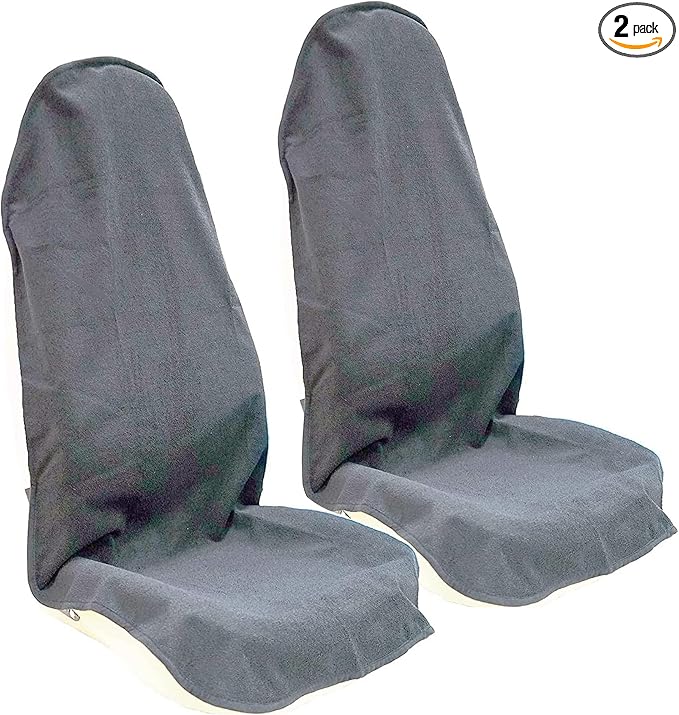 LoyaGour Car Seat Cover Protector Front Seats,for Gym Workout,Running,Swimming,Beach and Hiking,Waterproof Sweat Towel Bucket Seat Covers for Cars SUV Trucks (Grey, 2Pcs)
