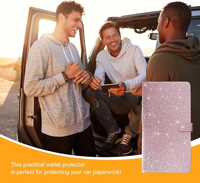 Kewucn Car Registration and Insurance Holder, Leather Auto Glove Box Organizer with Magnetic Shut, Vehicle Compartment Accessories Case for Cards, Driver License & Essential Documents