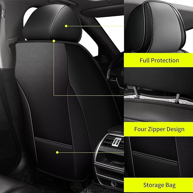 TTX Car Seat Covers Full Set Fit for Kia NIRO 2017-2022 Breathable Leather Seat Protector with Airbag Compatible Automotive 5 Seat Cushions Cover with Beautiful Patterns (Grey)