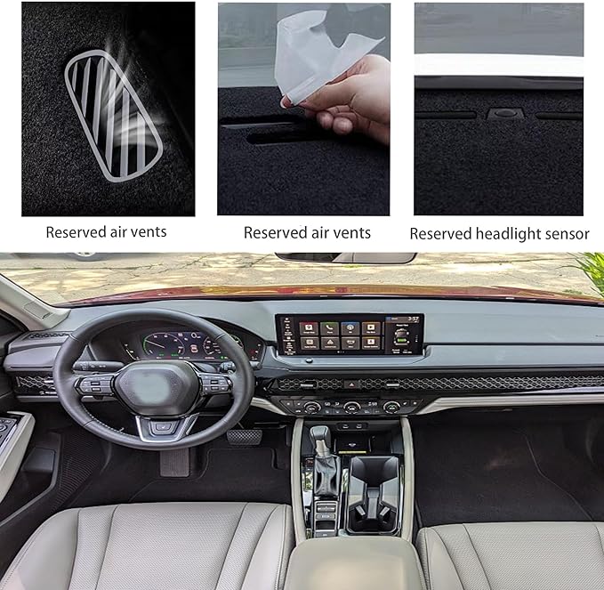 Upgrade Dashboard Mat Fit for 2023 2024 2025 2026 Honda Accord Polyester Dashcover UV Protection Non-Slip Windshield Reflective Instrument Cover Interior Accessory Black (with HUD)