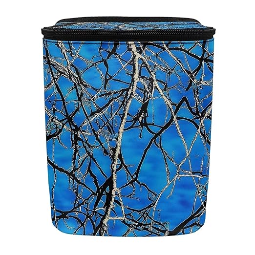 KEIAHUAN Blue Branch Camo Car Trash Can with Lid Multipurpose Collapsible Trash Bin for Car Hanging Vehicle Trash Bag Small Portable Automotive Garbage Cans Vehicle Interior Accessories