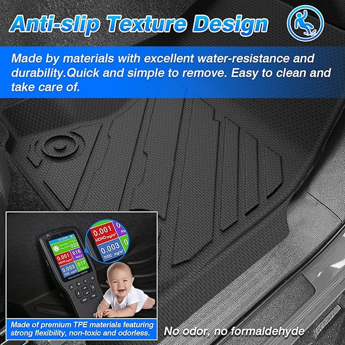 Floor Mats for Toyota Tacoma 2024 2025 2026 Double Cab (Not fit Hybrid) All Weather Floor Mat for Tacoma Accessories Heavy Duty TPE Floor Liners (Automatic Transmission)