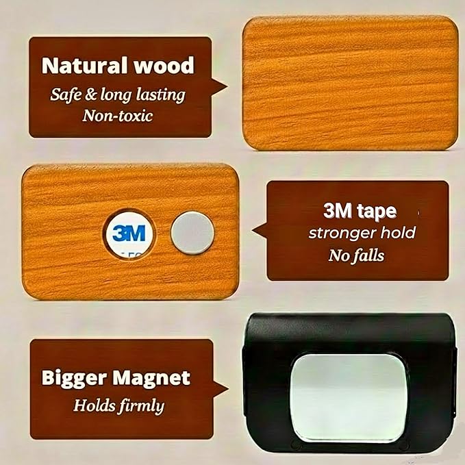 Wood Car Air Freshener - Natural Odor Eliminator & Long Lasting Scent Diffuser for Visor Clip - Car Interior Accessories for All Vehicles (Teak Starter Kit)
