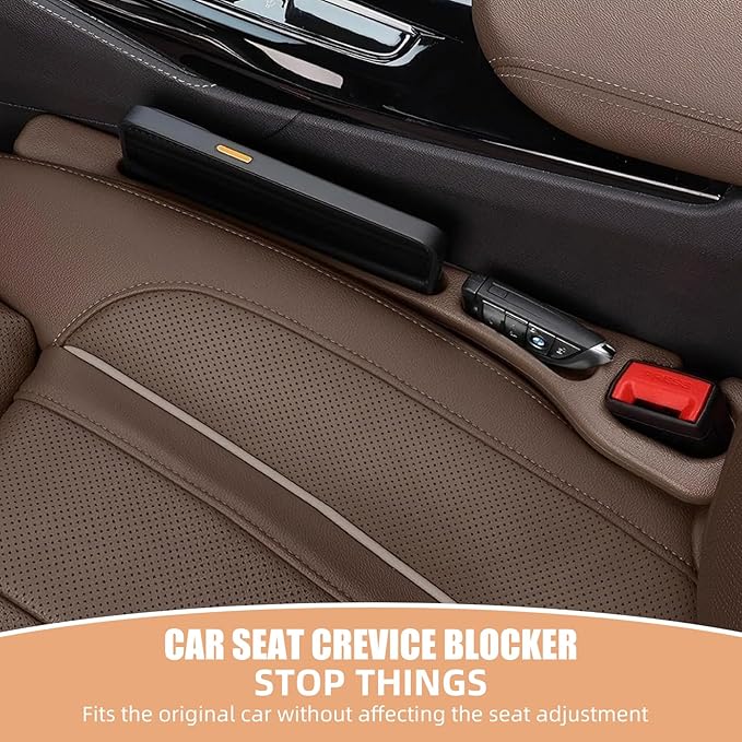 FFKQBH No Drop Seat Guard, Car Seat Gap Filler, Drop seat Gap fillers Between Seat and Console Stop Things from Dropping (Black)