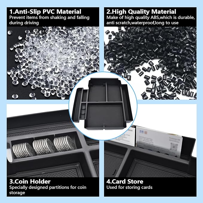 Center Console Organizer fit for 2021-2026 GMC YuKon Denali, Chevy Suburban/Tahoe Mini Compartments Design ABC Plastic Armrest Storage Box Insert Tray (ONLY for Power-Sliding Console)|Easy to Install|