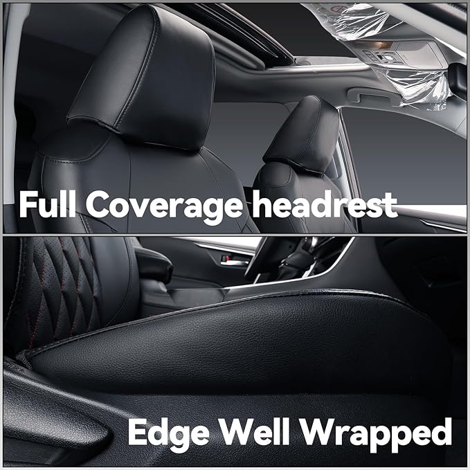 coverdream Corolla Cross Leather Seat Covers Custom Fit for 2023-2026 Toyota Corolla Cross Hybrid S,SE,XSE,Nightshade SUV,Fully Covered,Luxury Waterproof Car Seat Protector(Full Set,Red/Black)