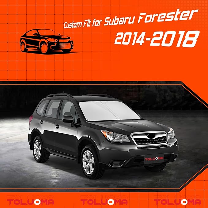 Toluoma Custom Fit Windshield Sun Shade for S-UBA-ru Forester 2014-2018 - Full Coverage, 210T Reflective Fabric, Double-Layer Design - Blocks 99% UV Rays, Keeps Car Cool, Easy to Install and Store