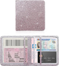 Ziciner Car Registration and Insurance Holder, Auto Card Document Glove Box Organizer with Magnetic Closure, Universal Vehicle Interior Accessories for Cars SUVs (Glitter Pink-Small)
