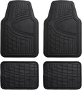 TLH Premium Tall Channel Rubber Car Trimmable Floor Mats - Heavy-Duty Black Rubber Floor Mats, Universal Fit Full Set, Climaproof™ Floor Mats, Trimmable Floor Mats for Most Sedan, SUV, Truck