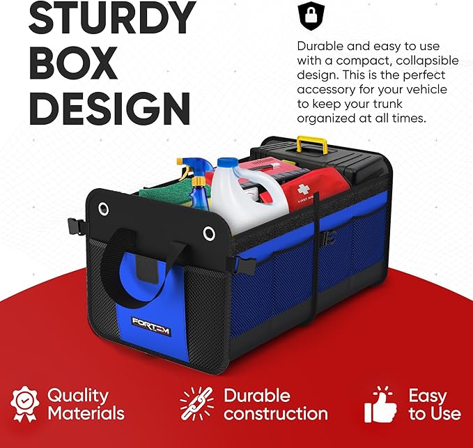 FORTEM Trunk Organizer For SUV Car Organizer and Storage, Multi-Compartment Storage Bag Car Accessories for Women Men, Perfect Christmas Gifts, 1680D Oxford, Non Slip Bottom, Straps, Soft Cover (50L)