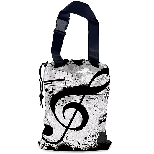 NHNXHWIA Music Notes Car Garbage Bag,Waterproof Small Car Trash Bag Hanging Back of Seat,Drawstring Hanging Car Trash Bag with Adjustable Buckle for Car Accessories