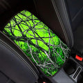Green Leaves Universal Center Console Armrest Soft Pad Protector Cover Non Slip Fits for Most Vehicle,SUV,Truck Car Decoration