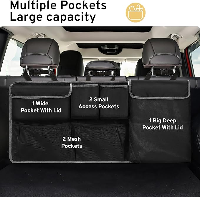 XHRING Car Trunk Organizer Storage Backseat Hanging Bag for Jeep Wrangler Grand Cherokee Renegade Cherokee Compass JL Wagoneer Patriot Liberty JK TJ Commander 2/4 Door SUV Accessories 2000-2025 2026