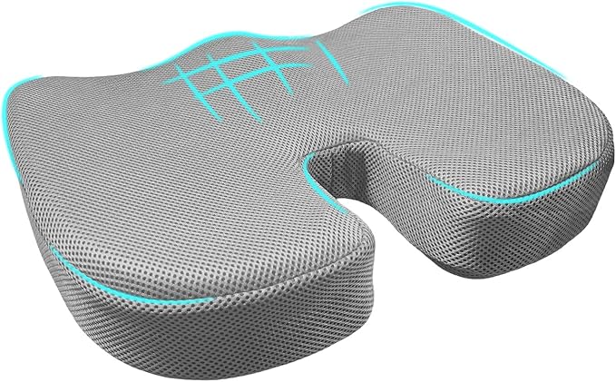 Car Seat Cushion, Memory Foam Cushion for Tailbone Pain & Sciatica Relief, Ergonomic Seat Cushion Comfortable Chair Relief Pillow for Car Office Wheelchair, car Accessories (Gray, Mesh)