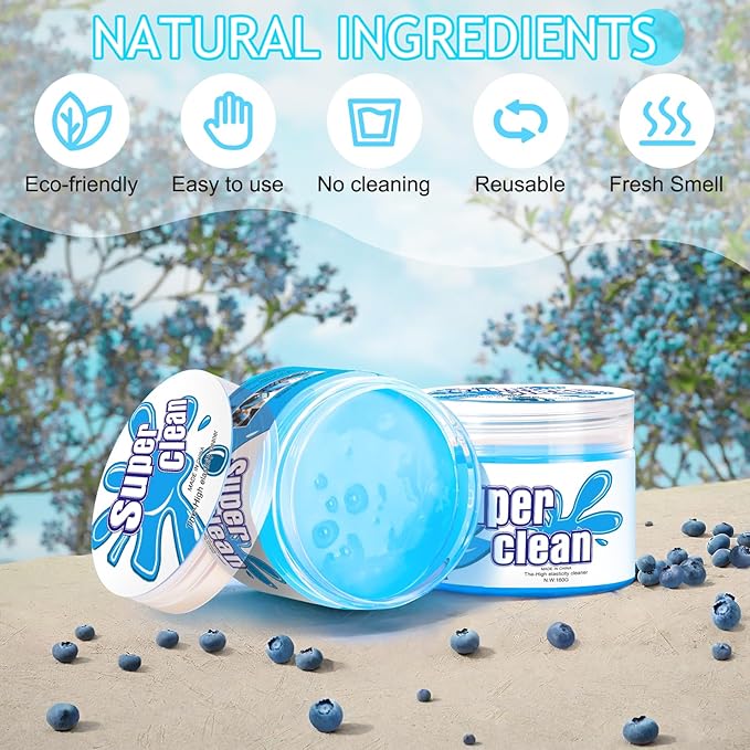 TeSabMi Car Cleaning Gel Car Cleaning Putty Car Putty Car Interior Cleaner Car Slime Car Detailing Kit Car Accessories Gifts for Men Women Stocking Stuffers Light Blue