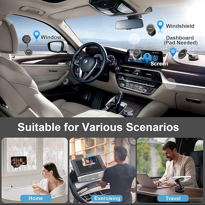 VONUV Magnetic Phone Holder for Car, 2025 Upgrade with 96LBS Ultra Suction & 2800gf Strong Magnet, 360° Adjustable Hands-Free Mount, Premium Car Accessories for Women Men, Fits iPhone/Android