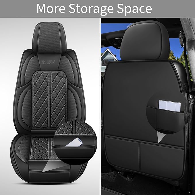 DuDuWang Car Seat Covers Custom Fit for Toyota Tacoma 2016-2023 Breathable Waterproof Faux Leather Protective Seat Cover with Pickup Truck (Black Redline, Front Seat)