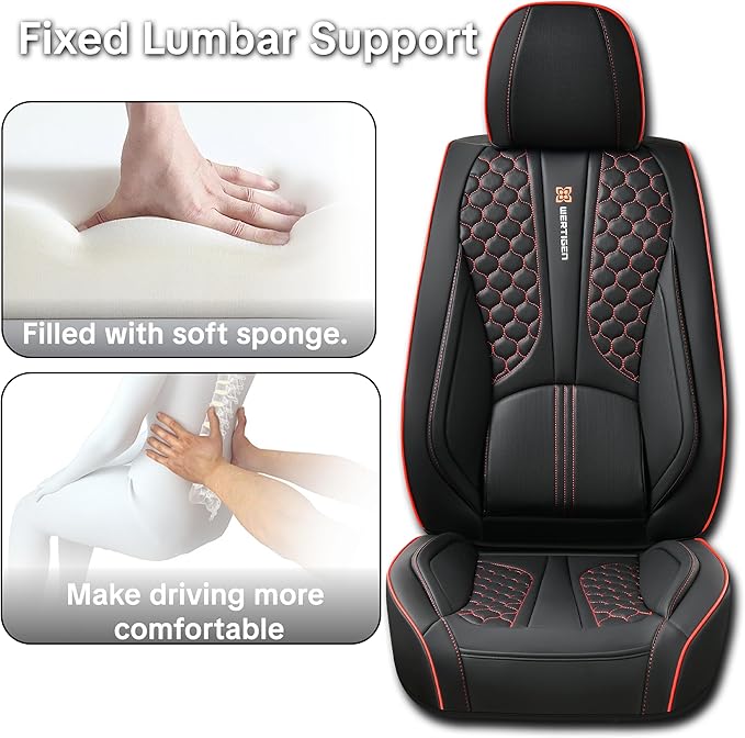 Wertigen Black Car Seat Covers Full Set,Waterproof Leather Car Seat Covers,Suitable for suvs, sedans, and Pickup Trucks