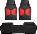 FH Group Car Floor Mats - Heavy-Duty Rubber Floor Mats for Cars, Universal Fit Full Set, Trimmable Automotive Floor Mats, Climaproof Floor Mats for Most Sedan, SUV, Truck Floor Mats Red