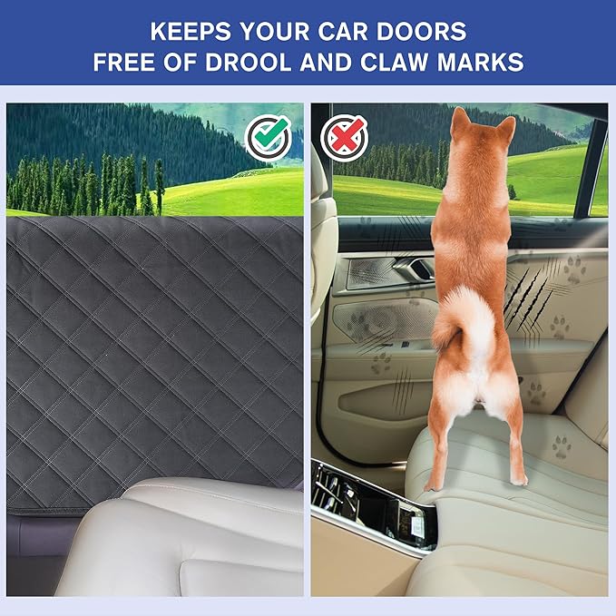 ALLANSING Dog Car Door Protector for Large SUV & Truck – XL Size, Anti-Scratch/Stain-Resistant, Window-Roll-Compatible, 2-Pack, Secure Fit for Wide/Tall Doors (Black)
