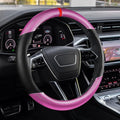 Car Steering Wheel Cover, Steering Wheel Accessories, 15 Inch Microfiber Leather Carbon Fiber Soft Anti-Slip Breathable, Car Accessories Elastic Non-Slip Cover for Most Vehicles (Pink)