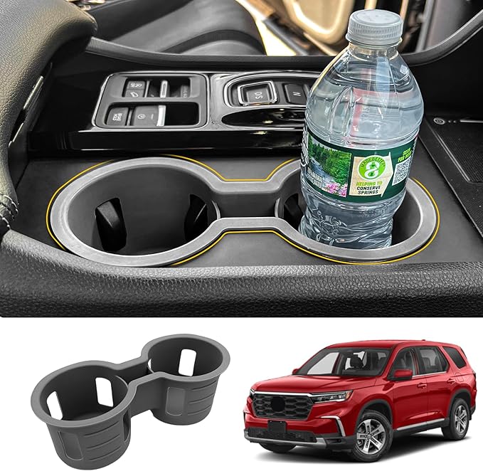 Maxzina Cup Holder Compatible with 2023-2026 Honda Pilot Car Center Console Cup Holder Insert Storage Box Interior Armrest Organizer for 2024-2026 Honda Ridgeline&Passport Accessories (Grey)